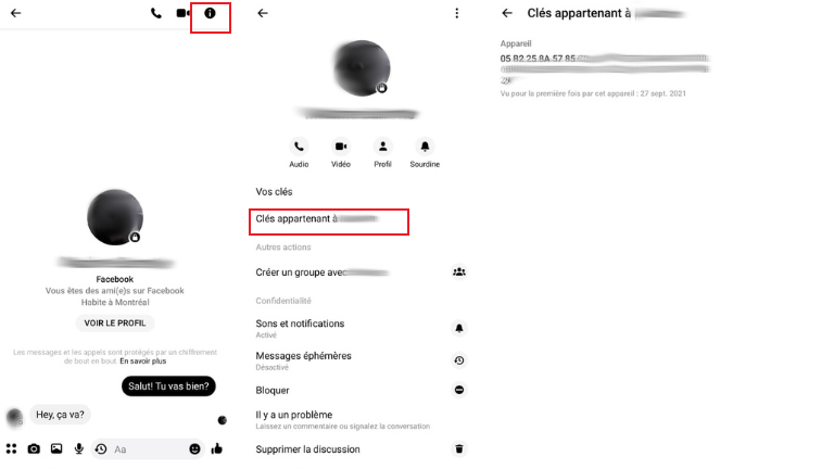 comment vérifier chiffrement conversation Messenger