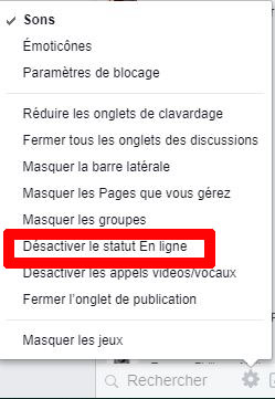 Désactiver le statut en ligne Facebook Messenger