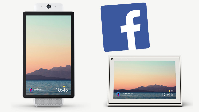Facebook lance de nouveaux modèles de écran connecté Portal. Facebook Portal+ cadre numérique appel vidéo