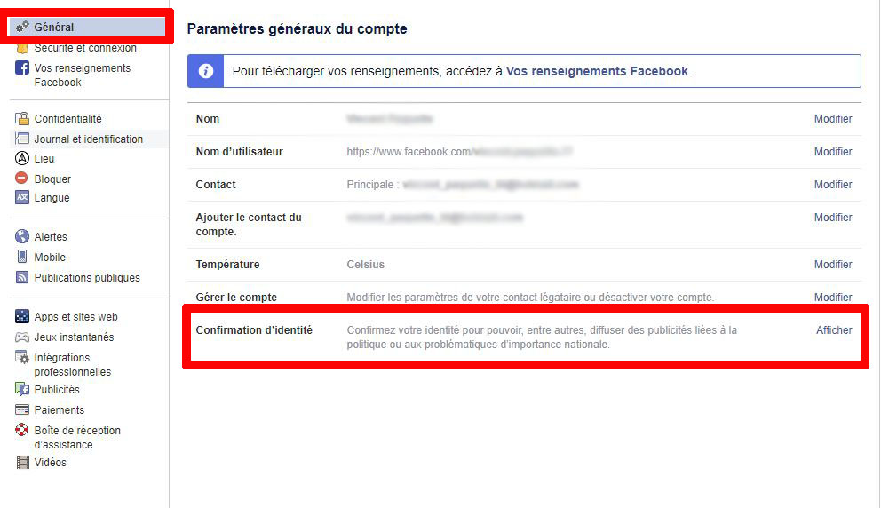 Supprimer reconnaissance faciale Facebook
