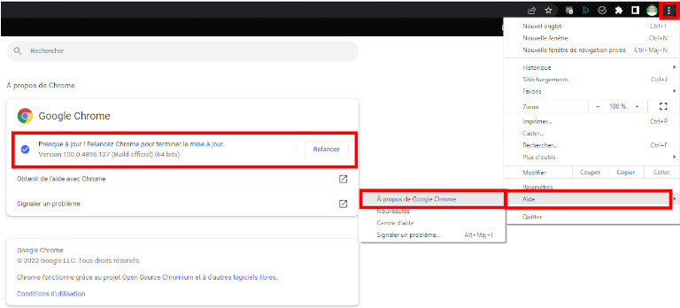 Mise à jour Google Chrome