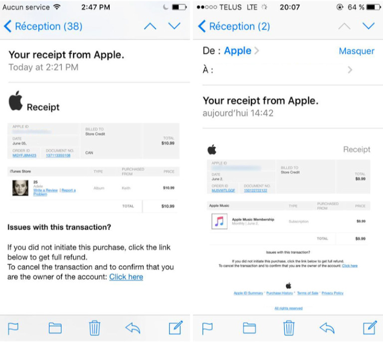 Faux courriel Apple Faux courriel Apple