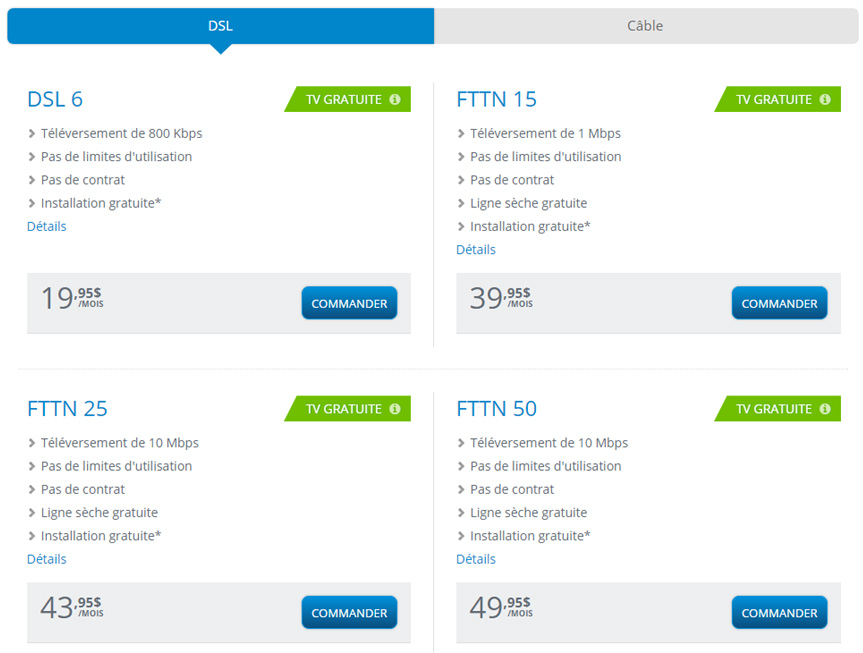 Forfaits Internet chez VMedia