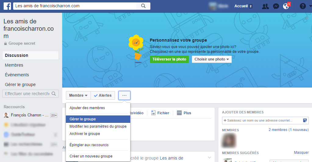 Gestion d'un groupe sur Facebook