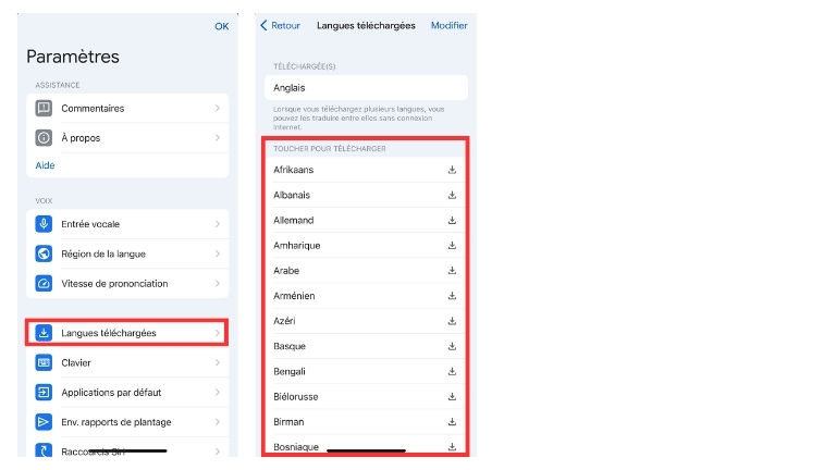 Comment télécharger des langues Google Traduction iPhone