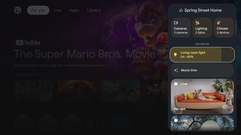 On peut consulter le flux de nos caméras Nest à même le Google TV Streamer. Google TV Streamer intègre Google Home