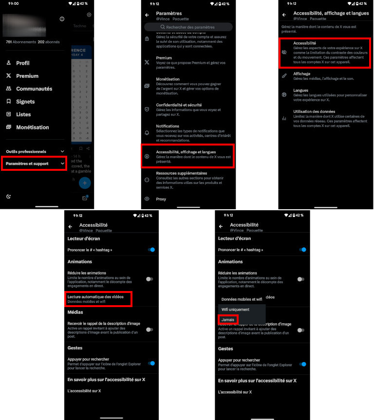 Voici comment désactiver la lecture automatique des vidéos X sur un appareil Android. Image: francoischarron.com Désactiver lecture automatique des vidéos X sur Android.
