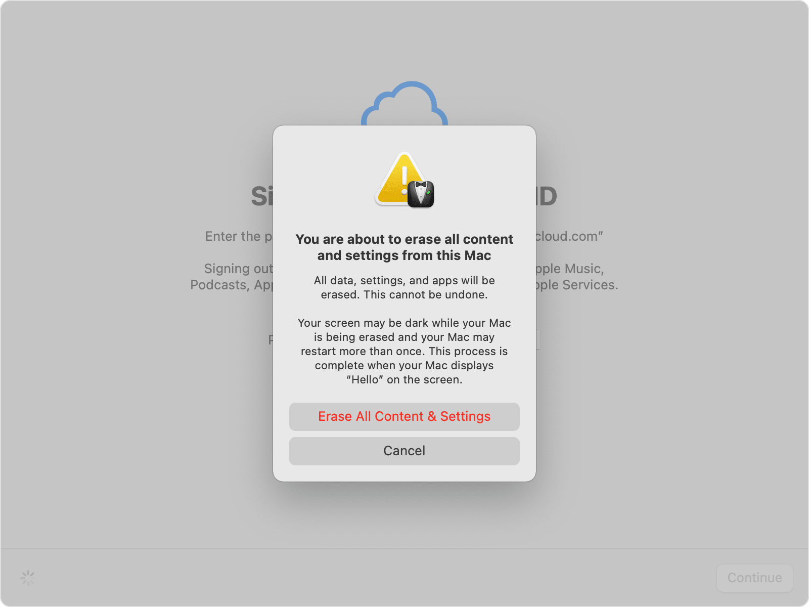 Effacer contenu et réglages avec macOS Monterey Effacer contenu et réglages avec macOS Monterey