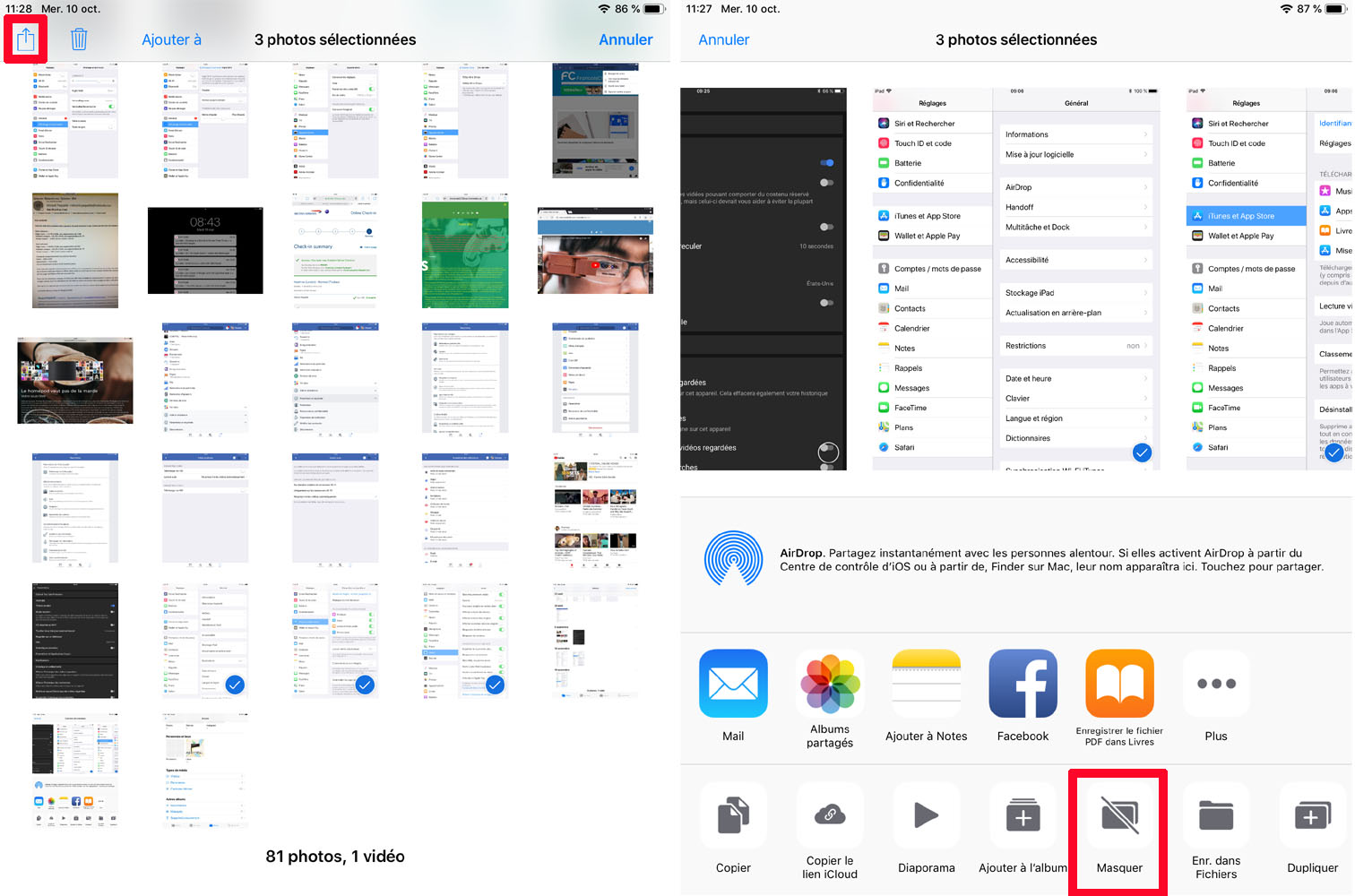 Comment masquer ses photos iPhone iPad iOS Apple
