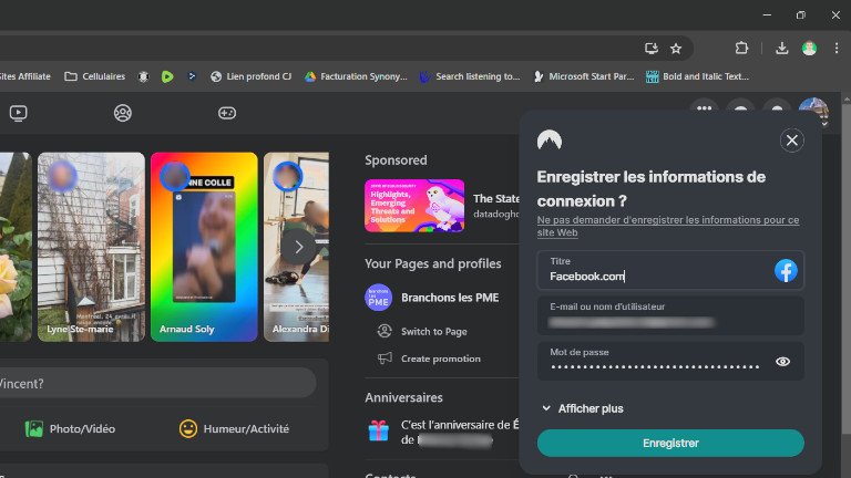 Enregistrement de mots de passe par NordPass.