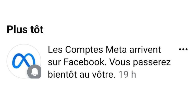 Voici la notification des Comptes Meta que plusieurs d'entre vous avez reçue.