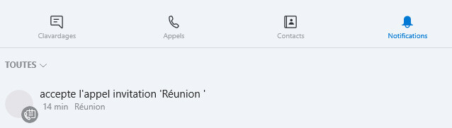 notification réunion skype