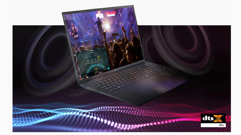 L'ordinateur portable LG Gram embarque un système de haut-parleur 3D DTS:X pour un son plus immersif. Ordinateur LG Gram haut-parleur DTS:X