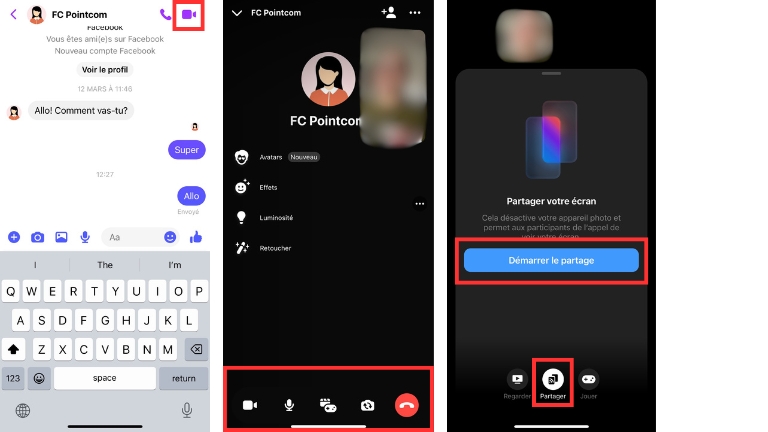 étapes pour partager son écran lors d'un appel vidéo sur Messenger étapes pour partager son écran lors d'un appel vidéo sur Messenger