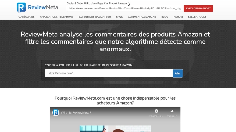 ReviewMeta nous aide à identifier si un produit vendu sur Amazon est potentiellement frauduleux. ReviewMeta nous aide à identifier si un produit vendu sur Amazon est potentiellement frauduleux.