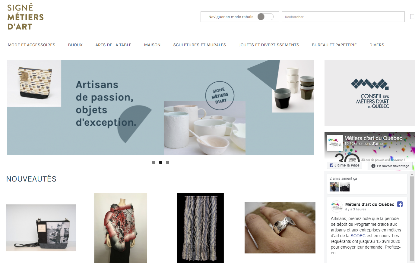 Site web Signé Métiers d'Art