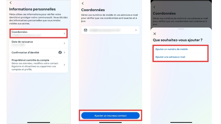 Étapes pour changer une adresse courriel sur Facebook à partir de l'application mobile Étapes pour changer une adresse courriel sur Facebook à partir de l'application mobile