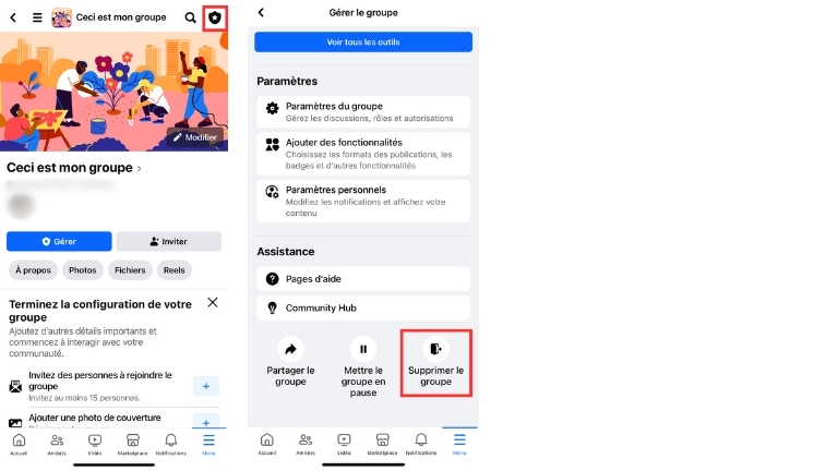 Étapes pour supprimer un groupe Facebook à partir de l'application sur iPhone, iPad ou avec un téléphone ou tablette Android Étapes pour supprimer un groupe Facebook à partir de l'application sur iPhone, iPad ou avec un téléphone ou tablette Android
