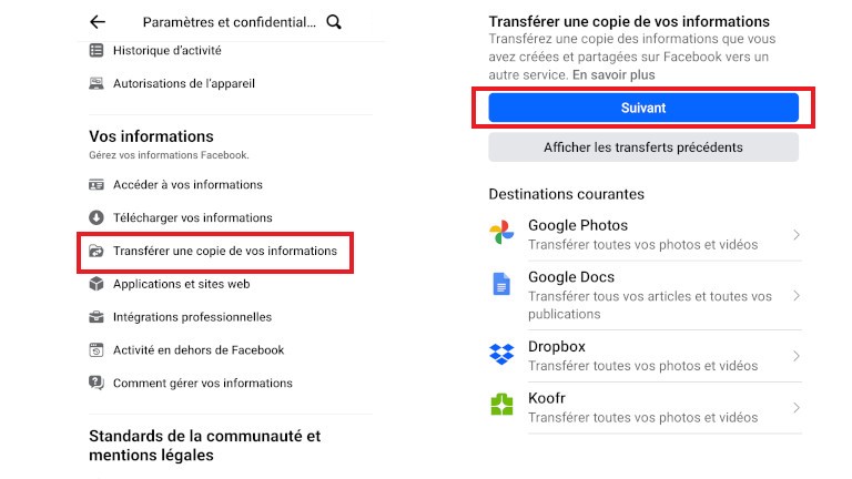 Voici où se trouve la fonction de transfert de photos et vidéos vers Google Photos sur appareil mobile. Voici où se trouve la fonction de transfert de photos et vidéos vers Google Photos sur appareil mobile.