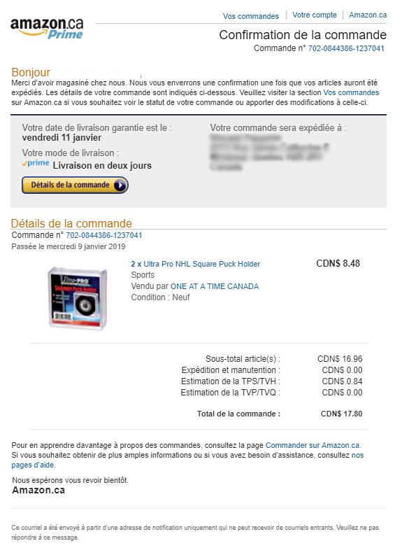 Vrai courriel Amazon